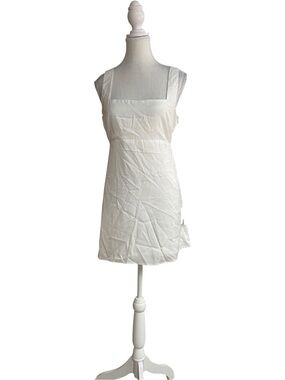 Lulus Truly the Cutest White Satin Square Neck Mini Shift Dress White